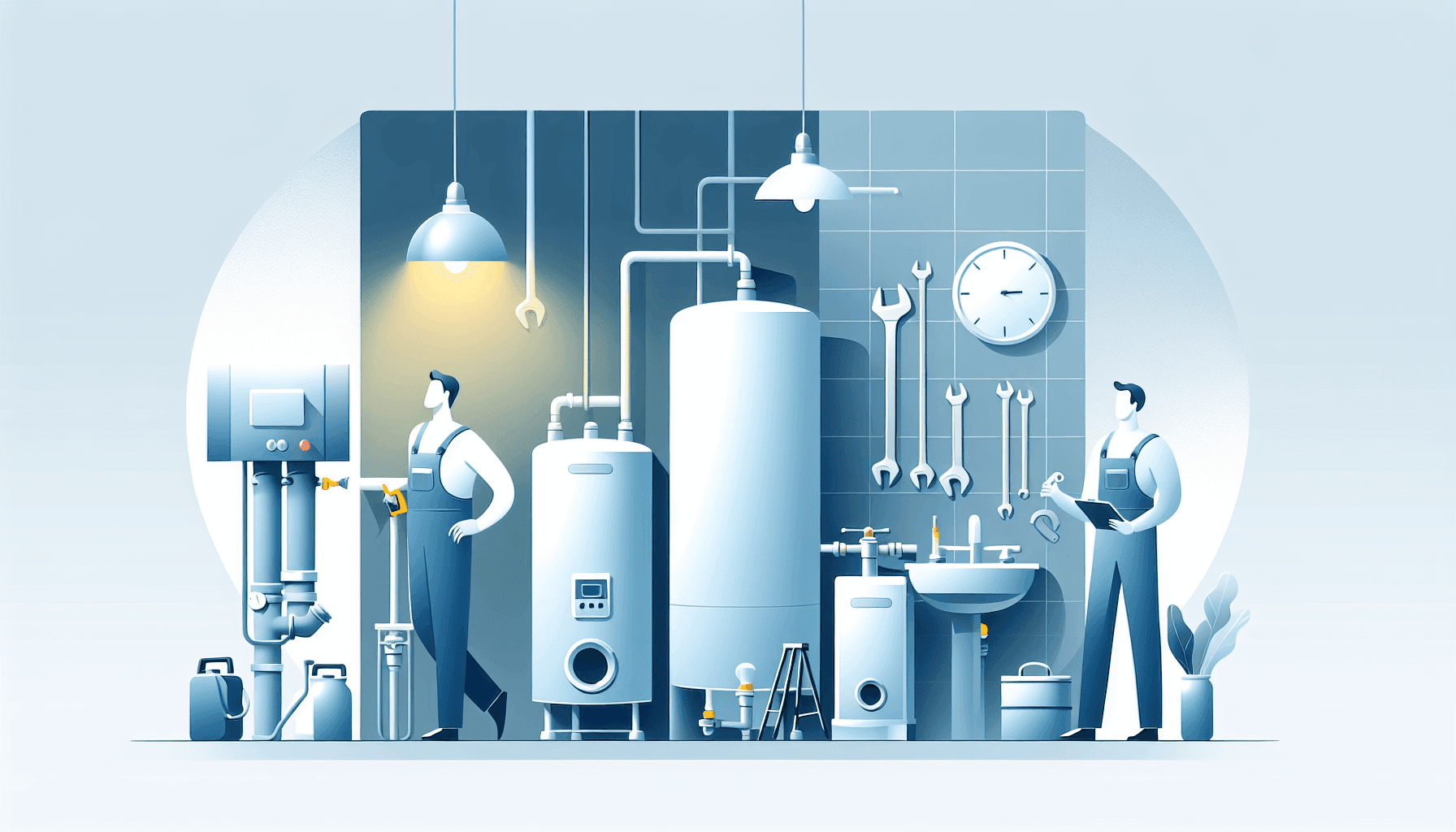 Comparison of tank and tankless water heaters in a utility room
