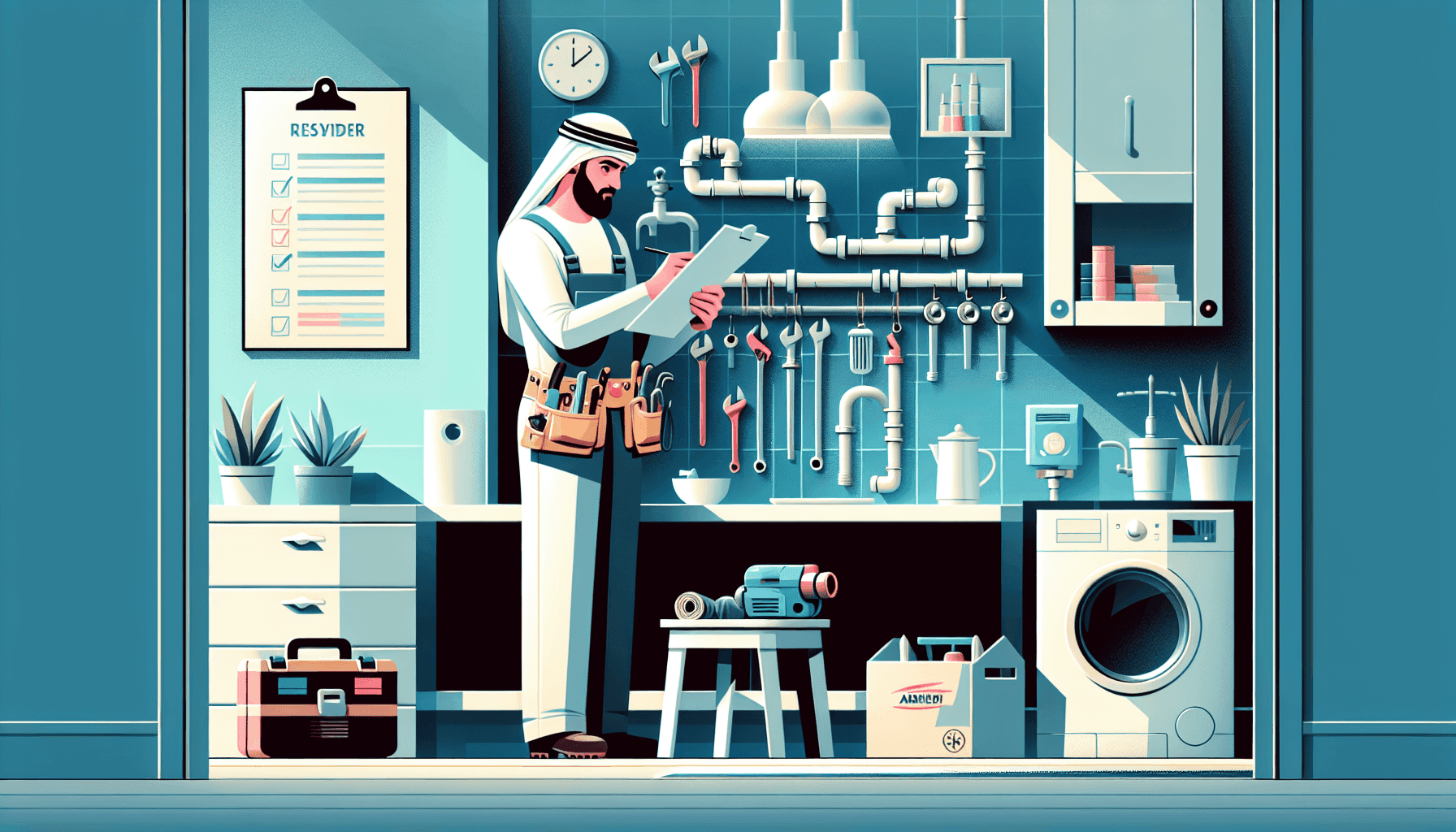 Plumber performing routine maintenance on home plumbing system